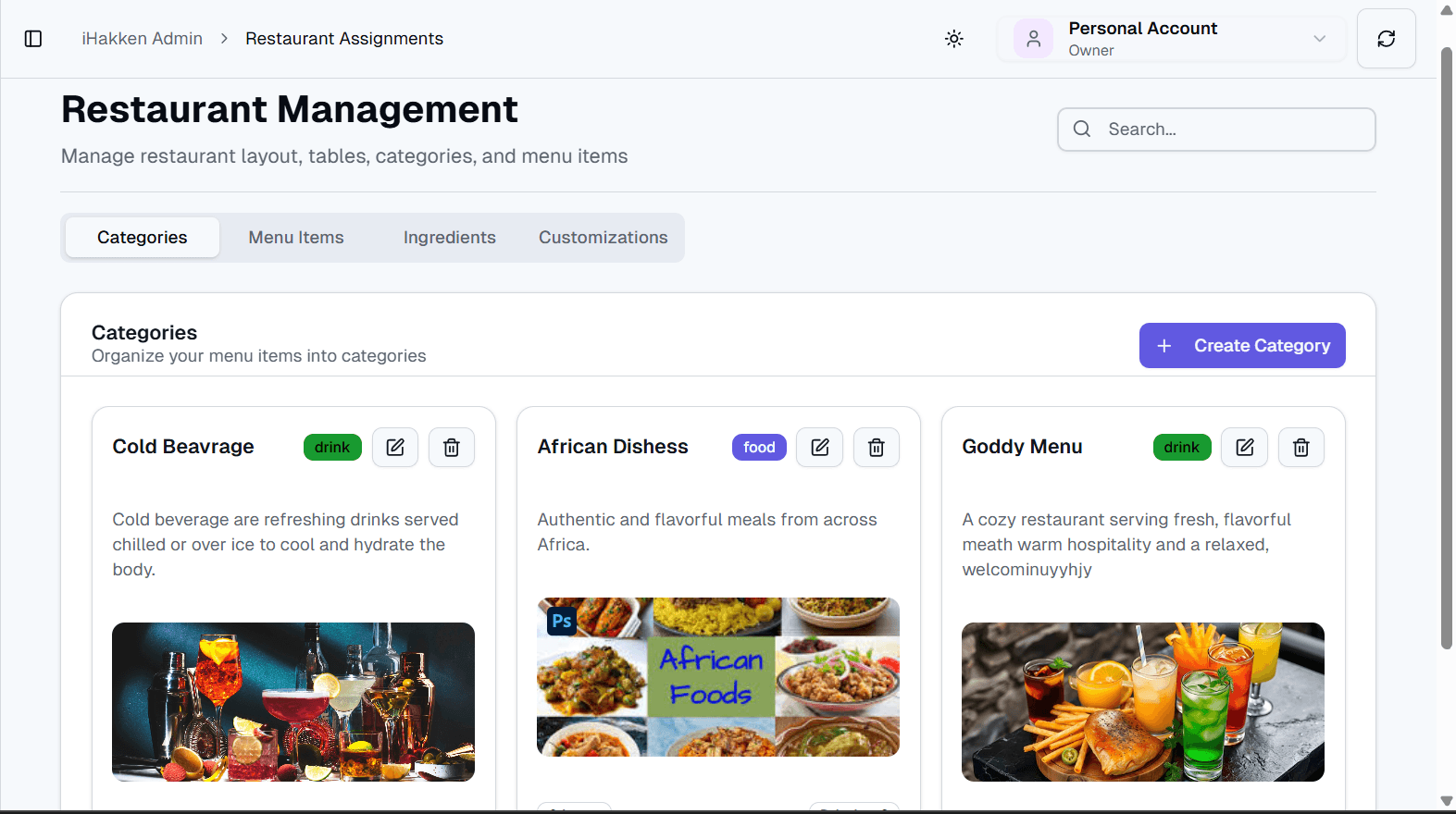 iHakken Dashboard - Hospitality Management Platform
